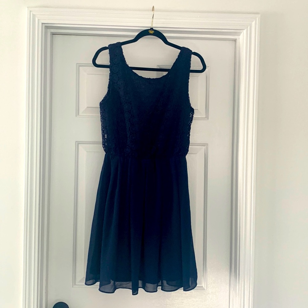 Navy Blue Crochet Dress
